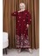 Viskon Desenli Elbise 4080-03 Bordo 3
