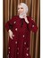 Viskon Desenli Elbise 4080-03 Bordo 4