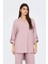 Kadın Onlcaro Önü Kısa Arkası Uzun Keten Tunik 15338898 Pudra 2