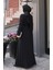 Kolları Gül Detaylı Elbise 81886-01 Siyah 5