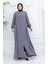 Düğme Detaylı Fermuarlı Ferace 6203-06 Gri 2