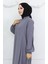 Düğme Detaylı Fermuarlı Ferace 6203-06 Gri 4