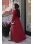 Kolları Gül Detaylı Elbise 81886-02 Bordo 5