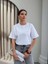 Kadın Metalik Yazı Baskılı Basic T-Shirt 1