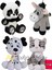 Küçük Peluş Çizgili Kedi- Dalmaçyalı Köpek- Panda Ayı- Eşek 15 cm Dörtlü Peluş Oyuncak 1