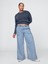 Kadın Mavi Mid Rise Ultrasoft Easy Baggy Jean Pantolon 5