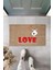 Dijital Baskı Kahverengi Kırmızı Love Yazılı Beyaz Köpek Dekoratif Kapı Paspası K-2013 1
