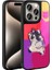 Apple iPhone 15 Pro Kılıf Parlayan Kabartmalı Ikonik Figürlü Amas Silikon Kapak-Mor 1