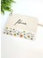 Miniso Happy Mountains Isme Özel Kişiye Özel Mavi Yaprak ve Renkli Çiçek Desenli Baskılı Clutch Kadın Bez Çanta Bez Makyaj Çantası 1