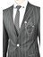 Slim Fit Çizgili Tek Düğme Tek Yırtmaç 2 Li Takım Elbise 2300101 2