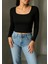 Kadın Kare Yaka Fitilli Kaskorse Örme Body Bluz 1