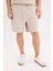 Loose Fit Bisiklet Yaka Kısa Kollu Ağır Kumaş Basic Düz Tişört Kum 3