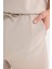 Loose Fit Bisiklet Yaka Kısa Kollu Ağır Kumaş Basic Düz Tişört Kum 4