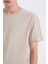 Regular Fit Bisiklet Yaka Kısa Kollu Ağır Kumaş Tişört Kum 5