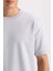 Oversize Geniş Kalıp Bisiklet Yaka Basic Düz Kısa Kollu Ağır Kumaş Tişört Lt.grey 4