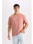 Oversize Geniş Kalıp Bisiklet Yaka Basic Düz Kısa Kollu Ağır Kumaş Tişört Lt.grey 4