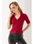Kadın Polo Yaka Kısa Kollu Düğmeli Body Bordo - MS0000561 2