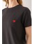 Kadın Bisiklet Yaka Kalp Nakışlı Bürümcük T-Shirt Antrasit - 254427 4
