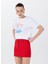 Bisiklet Yaka Baskılı Beyaz Kadın T-Shirt F5SL-TST0467 1