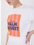 Bisiklet Yaka Baskılı Beyaz Kadın T-Shirt F5SL-TST0437 4