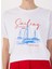 Bisiklet Yaka Baskılı Beyaz Kadın T-Shirt F5SL-TST0467 4