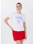 Bisiklet Yaka Baskılı Beyaz Kadın T-Shirt F5SL-TST0466 1