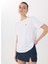 Bisiklet Yaka Baskılı Beyaz Kadın T-Shirt M5SL-TST1829 2