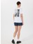 Bisiklet Yaka Baskılı Beyaz Kadın T-Shirt M5SL-TST1829 5