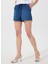 Lastikli Bel Normal Lacivert Kadın Denim Şort M5SL-SRT1102 2
