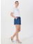 Lastikli Bel Normal Lacivert Kadın Denim Şort M5SL-SRT1102 4
