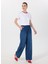 Standart Bel Normal Paça Bol Kesim Lacivert Kadın Denim Pantolon M5SL-PNT1010 2