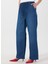 Standart Bel Normal Paça Bol Kesim Lacivert Kadın Denim Pantolon M5SL-PNT1010 3