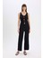 Slim Fit Dar Kesim V Yaka Önden Bağlamalı Bürümcük Kolsuz Bluz D3568AX25SP 2