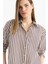 Loose Fit Çizgili Poplin Uzun Kollu Gömlek F0403AX25SM 1