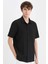 Regular Fit Polo Yaka Krinkıl Yazlık Kısa Kollu Siyah Gömlek E1223AX25SM 1