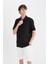 Regular Fit Polo Yaka Krinkıl Yazlık Kısa Kollu Siyah Gömlek E1223AX25SM 4