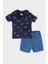 Erkek Bebek 2'li Takım Dinozor Desenli Gömlek Beli Lastikli Kısa Jean Şort Alt E8174A525SM 1