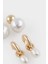 Kadın 2'li İncili Gold Küpe E6736AXNS 2