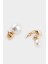 Kadın 2'li İncili Gold Küpe E6736AXNS 4