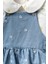 Fisto Yakalı Kısa Kollu Bluz Kombinli Çiçek Nakışlı Askılı Denim 2'li Kız Bebek Elbise 4