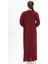 Uzun Kol Şile Bezi Simli Kaftan Midi Boy Yazlık Elbise Bordo Brd 2