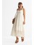 Askılı Şile Bezi Didem Uzun Yazlık Elbise Krem Krm 1