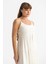 Askılı Şile Bezi Didem Uzun Yazlık Elbise Krem Krm 3