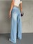 Kadın Yüksek Bel Soluk Efektli Vintage Palazzo Jeans 3
