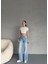 Kadın Yüksek Bel Soluk Efektli Vintage Palazzo Jeans 4