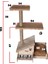 Çok Amaçlı Katlı Kedi Oyun Evi-İsim Baskılı-Ahşap MDF-Tırmalama Çubuklu-Kahverengi-Çelik Kase-2*350 2