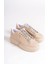 Softflex Bağcıklı Taşlı Ortopedik Kadın Sneaker - Ten 1