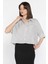 Kadın Tek Cepli Çizgi Desenli Oversize Gömlek 2
