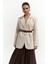 Juba Vizon Çizgili Bej Basic Blazer 1