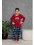 Yeni Sezon Sonbahar/kış Erkek Çocuk Gez Garson Polar Pamuk Desenli Pijama Takımı 3029-KIRMIZI 1
